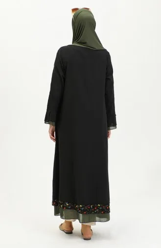 Şile Tuch Authentic Abaya 6767-01 Schwarz Khaki 6767-01