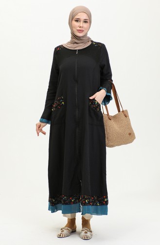 Şile Tissu Authentique Abaya 6767-02 Huile Noire 6767-02