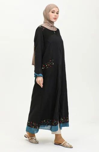 Şile Tissu Authentique Abaya 6767-02 Huile Noire 6767-02