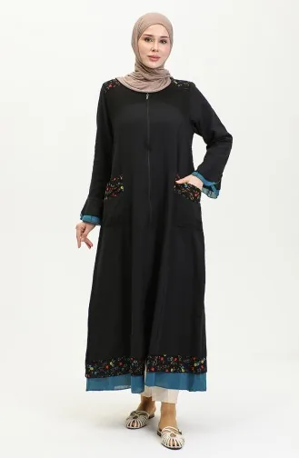 Şile Tissu Authentique Abaya 6767-02 Huile Noire 6767-02