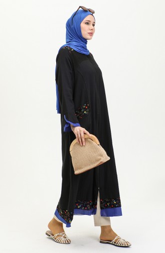 Abaya Authentique Tissu Şile 6767-03 Noir Saks 6767-03