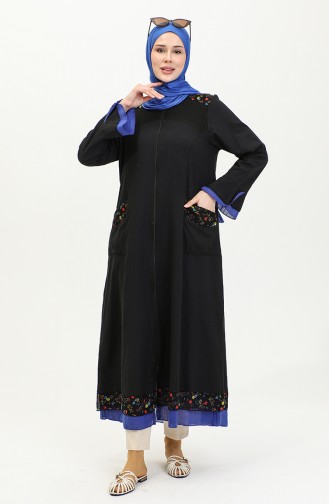 Abaya Authentique Tissu Şile 6767-03 Noir Saks 6767-03