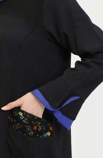 عباية سادة من نسيج شيلة 6767-03 أسود أزرق 6767-03