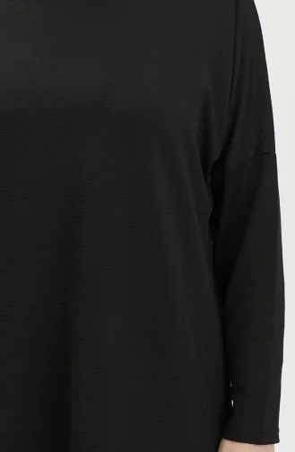 Comfortabel Gesneden Vloeiende Effen Tuniek 8730-01 Zwart 8730-01