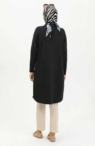 Comfortabel Gesneden Vloeiende Effen Tuniek 8730-01 Zwart 8730-01