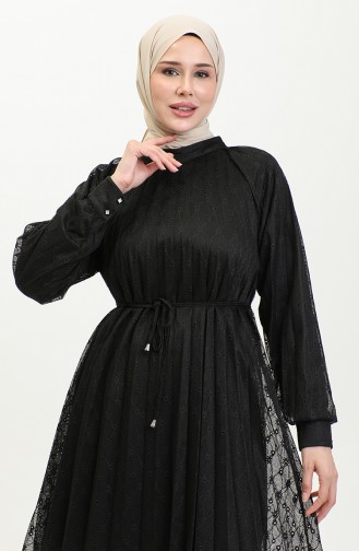 Große Plissierte Spitzentunika In Schwarz T1694 1015