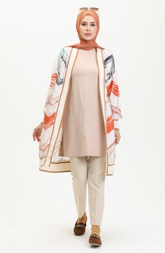 Plus Size Patterned Abaya Orange K325 1246
