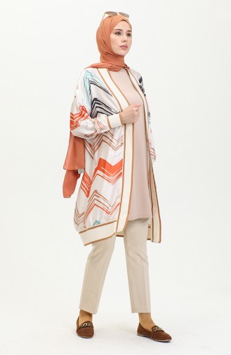 Plus Size Patterned Abaya Orange K325 1246