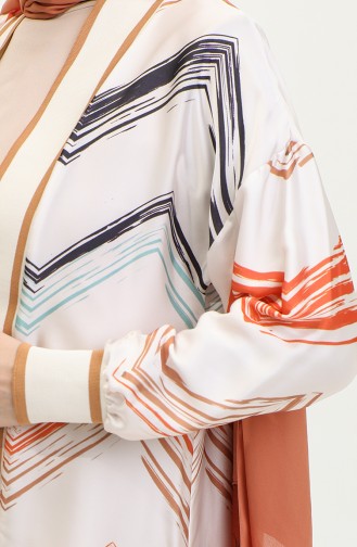 Plus Size Patterned Abaya Orange K325 1246