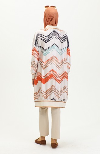 Plus Size Patterned Abaya Orange K325 1246