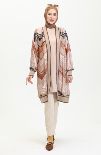 Plus Size Patterned Abaya Mink K325 1247