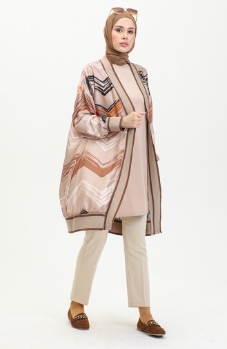 Plus Size Patterned Abaya Mink K325 1247