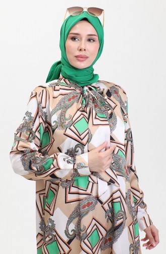 Grote Maat Blouse Met Patroon Beige T1680 1039