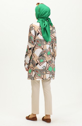 Grote Maat Blouse Met Patroon Beige T1680 1039