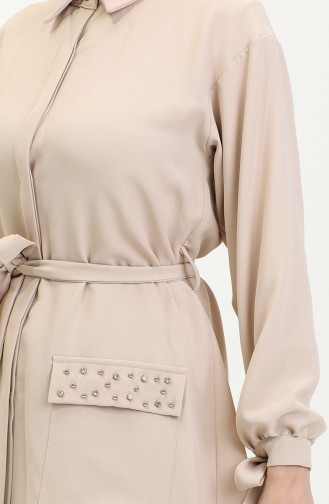 Costume Double Détaillé Avec Poche Beige Tk217 1260