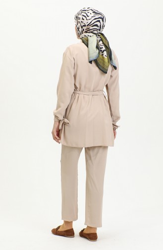 Costume Double Détaillé Avec Poche Beige Tk217 1260