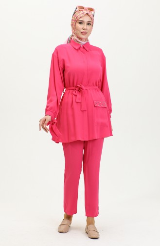 Taschendetaillierter Doppelanzug Fuchsia Tk217 1261