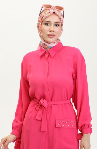 Taschendetaillierter Doppelanzug Fuchsia Tk217 1261