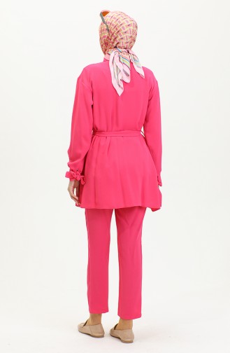 Taschendetaillierter Doppelanzug Fuchsia Tk217 1261