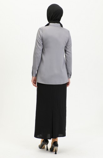 Taschenbezug Detailliertes Satinhemd Grau T1648 1021