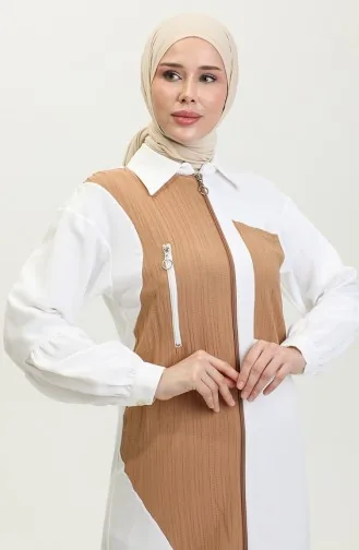 Zippered Hijab Cap Brown T1687 273
