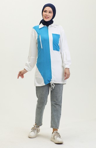 Hijab-Mütze Mit Reißverschluss Blau T1687 274