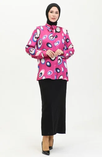 Satijnen Blouse Met Patroon Roze T1689 1053