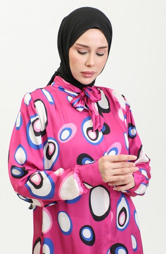 Patterned Satin Blouse Pink T1689 1053