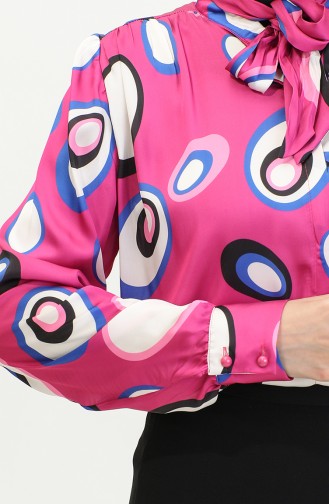 Patterned Satin Blouse Pink T1689 1053