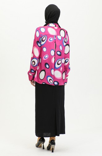 Patterned Satin Blouse Pink T1689 1053