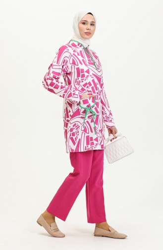 Patterned Hijab Suit Pink Tk223 271