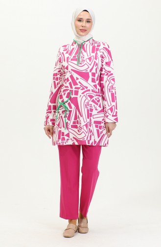 Patterned Hijab Suit Pink Tk223 271