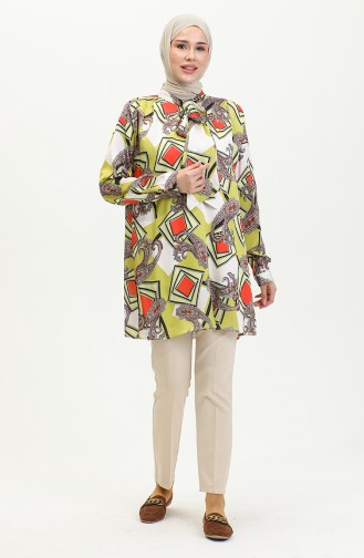 Grote Maat Blouse Met Patroon Geel T1680 1042