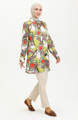Grote Maat Blouse Met Patroon Geel T1680 1042