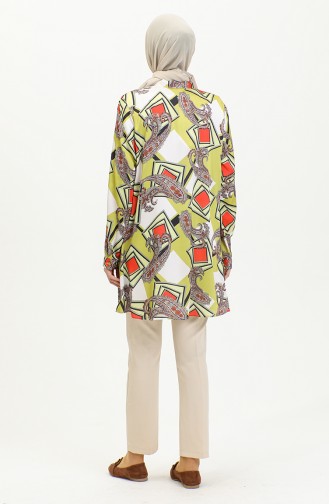 Grote Maat Blouse Met Patroon Geel T1680 1042