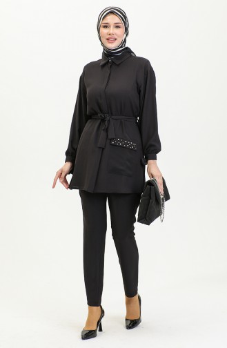 Costume Double Détaillé Avec Poche Noir Tk217 1259