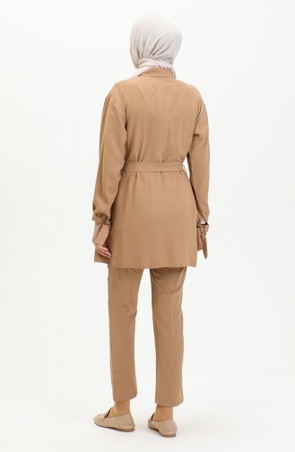 Pocket Detailed Double Suit Tan Tk217 1263
