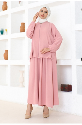 Zippered Trousers Suit 0099-02 Powder 0099-02