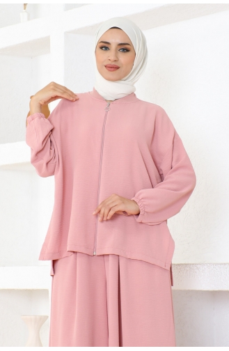 Zippered Trousers Suit 0099-02 Powder 0099-02