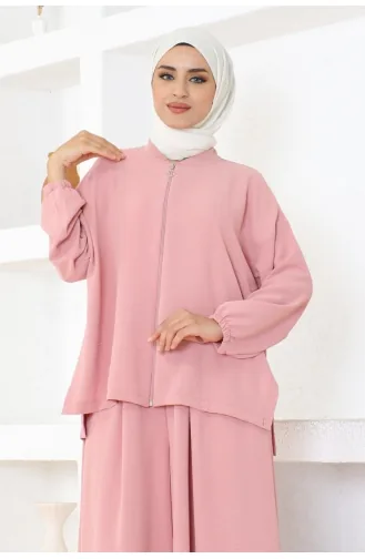 Zippered Trousers Suit 0099-02 Powder 0099-02