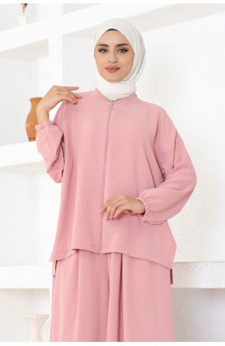 Zippered Trousers Suit 0099-02 Powder 0099-02