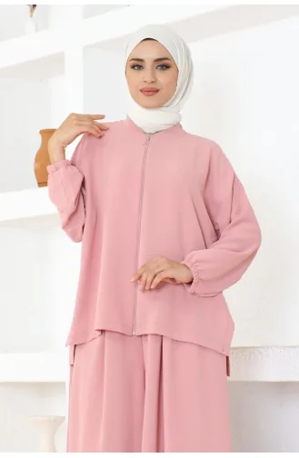 Zippered Trousers Suit 0099-02 Powder 0099-02