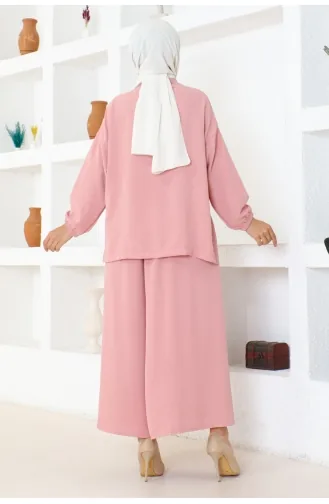 Zippered Trousers Suit 0099-02 Powder 0099-02