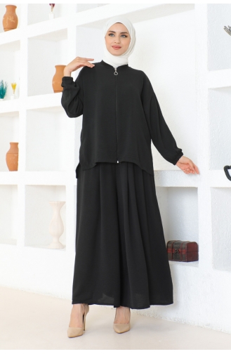 Zippered Trousers Suit 0099-04 Black 0099-04