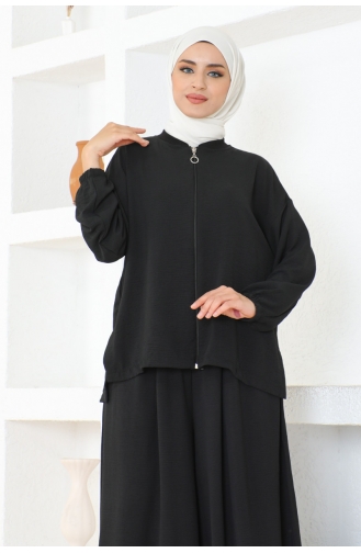 Zippered Trousers Suit 0099-04 Black 0099-04