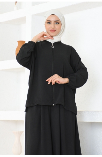 Zippered Trousers Suit 0099-04 Black 0099-04
