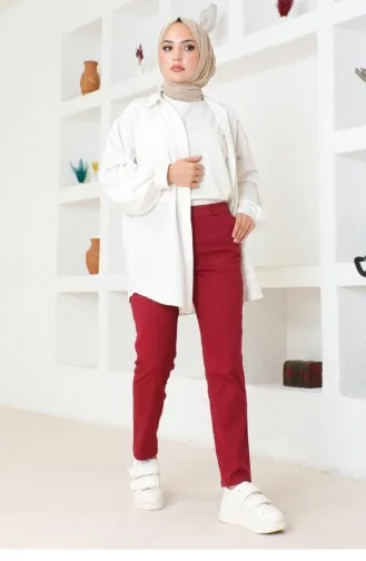 Dar Paça Pantolon Kırmızı 6108
