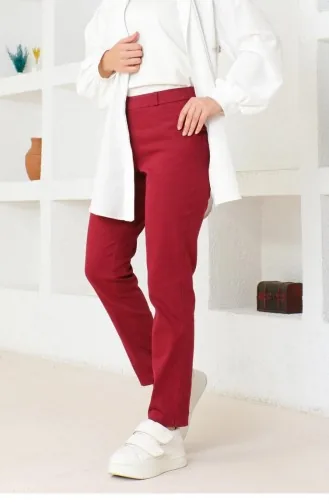 Dar Paça Pantolon Kırmızı 6108