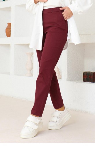 Hose Mit Schmalem Bein Weinrot 6108 15258