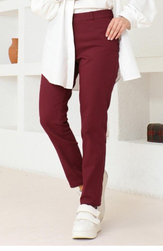 Hose Mit Schmalem Bein Weinrot 6108 15258